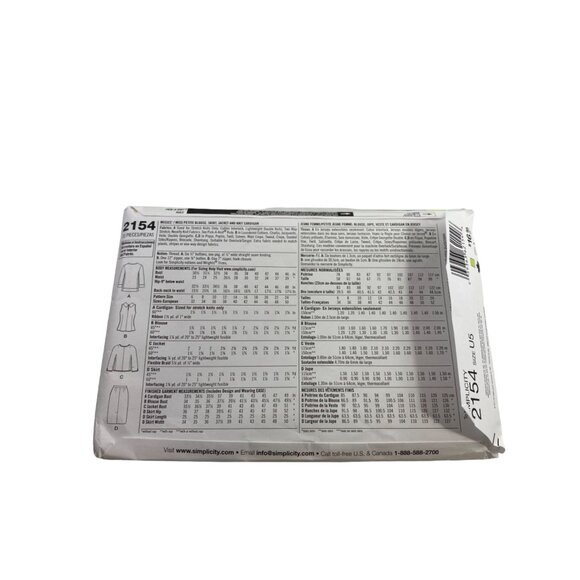 Simplicity 2154 Sewing Pattern 60s Misses' Blouse Skirt Jacket Cardigan Sz 16-24 - Picture 6 of 6